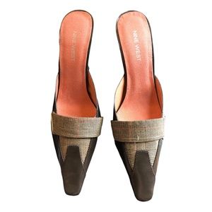 NEW Nine West BROWN genuine leather point toe mule